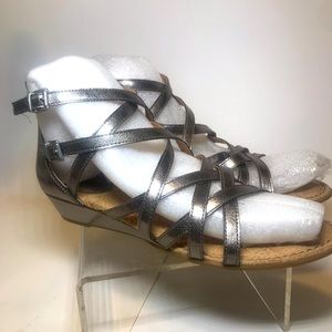 Boc Gladiator Wedge Sandal Metallic Sz 8